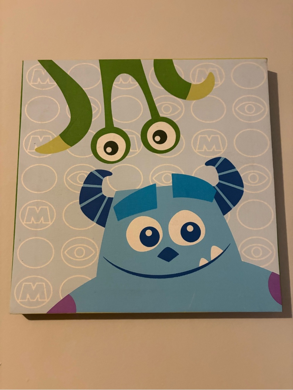 Monsters Cartoon Wall Art Canvas - Blue & Green